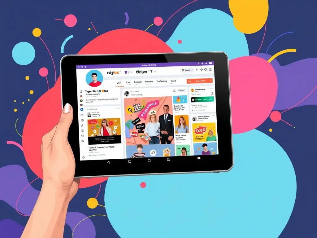 An image of social media icons and a content calendar on a digital device, showcasing the Digital Presence Solutions.