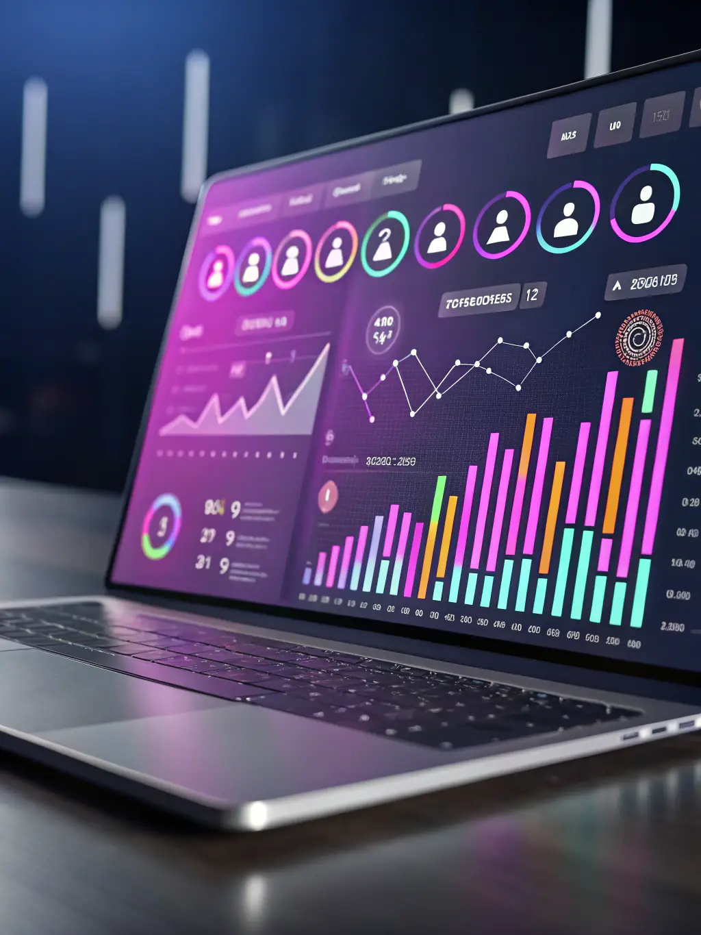A visual representation of various digital marketing tools and platforms, such as Google Analytics, social media dashboards, and SEO tools.